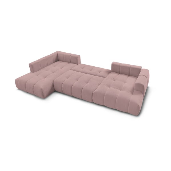 Rozā salokāms/ar uzglabāšanas vietu stūra dīvāns (ar kreiso stūri/U veida) Fuji – Bobochic Paris-image-4