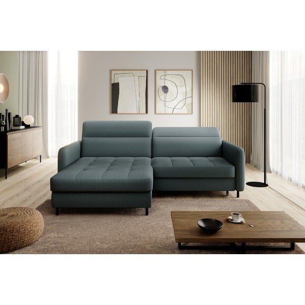 Dūmakaini zaļš samta salokāms/ar uzglabāšanas vietu stūra dīvāns (ar kreiso stūri/ar zvilni) Gomsi – ELTAP-image-3