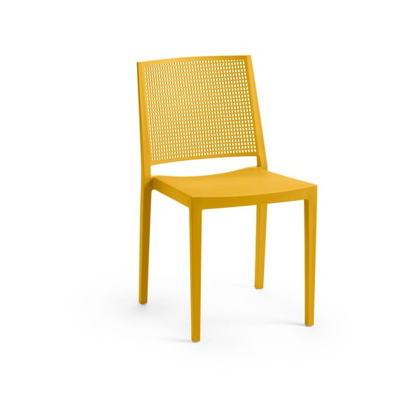 Dzeltens plastmasas dārza krēsls Grid – Rojaplast