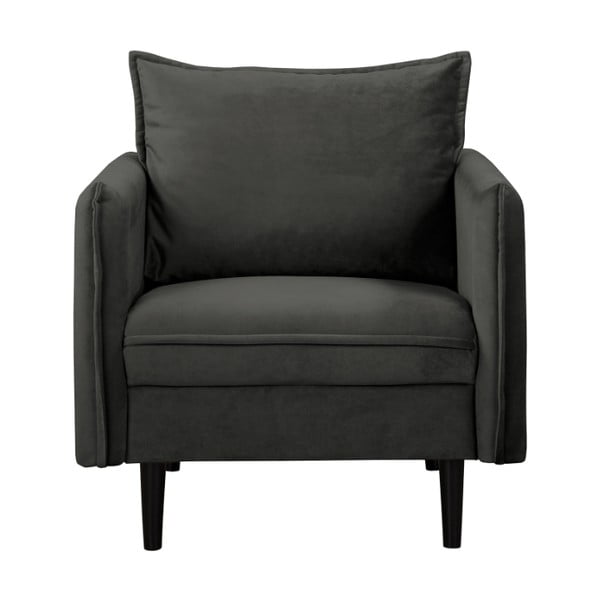 Tumši pelēks samta atpūtas krēsls Juli – Ropez-image-1
