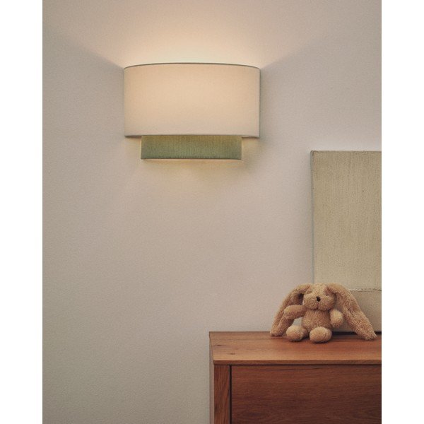Balta/tirkīzzila bērnu lampa ar auduma abažūru Bianella – Kave Home-image-1