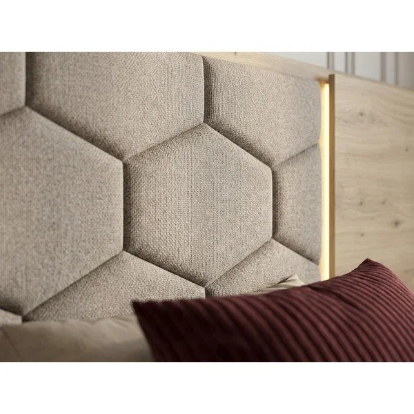 Pelēkbrūna polsterēta/no skaidu plāksnēm divvietīga gulta ar veļas kasti ar redelēm 160x200 cm Palmeraie – Bobochic Paris-image-3