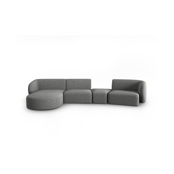 Pelēks stūra dīvāns no šenila auduma (ar kreiso stūri/ar zvilni) Paolo – Milo Casa