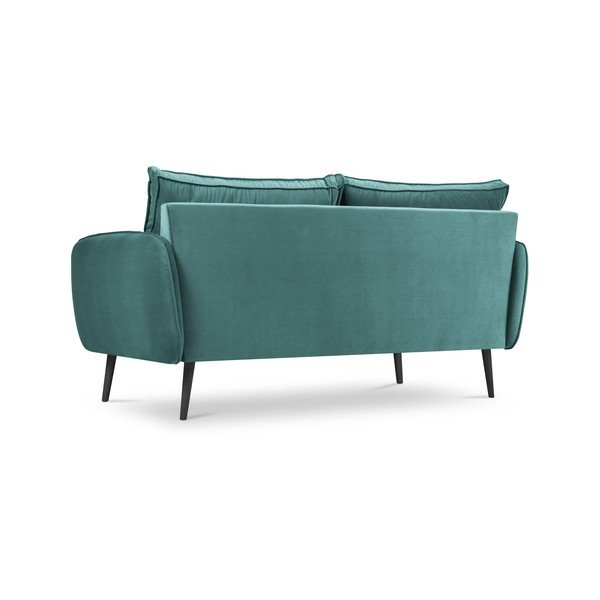 Zilganzaļš samta dīvāns ar melnām kājām Kooko Home Lento, 158 cm-image-3