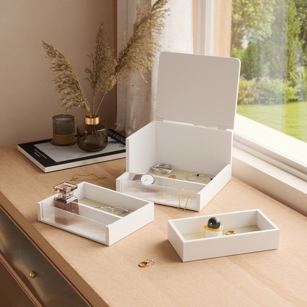 Matēti balts koka vannas istabas organizators Malibu – Umbra-image-4