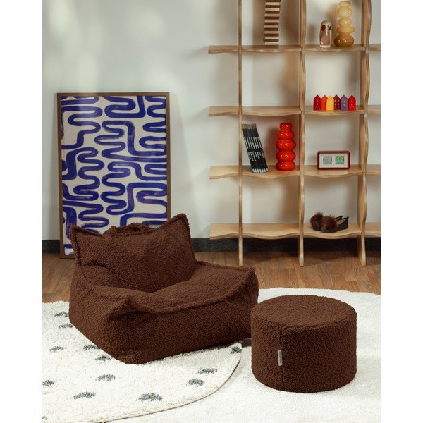 Tumši brūns bērnu sēžammaiss no buklē auduma Warm Hazel – Wigiwama-image-1
