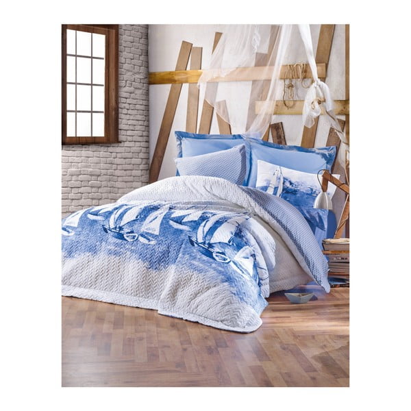 Kokvilnas gultasveļa ar palagu divguļamai gultai Ruhna Pello, 220 x 230 cm