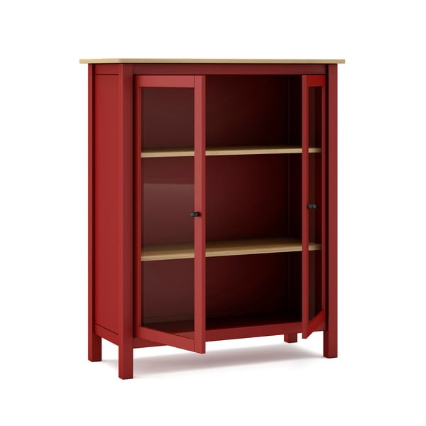 Sarkana/dabīga toņa priedes vitrīna 90x110 cm Misti – Marckeric-image-3