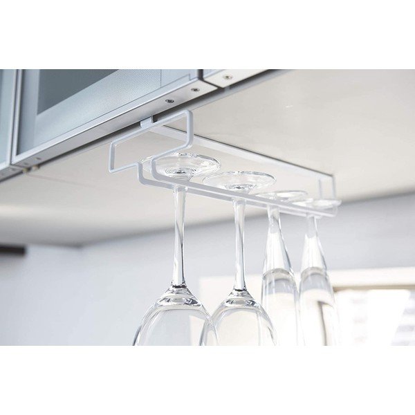 Balts metāla piekarināms vīna glāžu turētājs Tower – YAMAZAKI-image-2