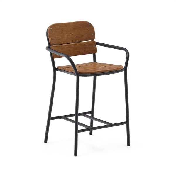 Melns/brūns metāla dārza bāra krēsls Algueret – Kave Home