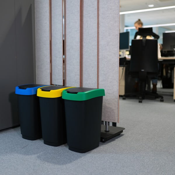 Melnas atkritumu šķirošanas pārstrādātas plastmasas atkritumu tvertnes (3 gab.) 25 l Twist – Rotho-image-3