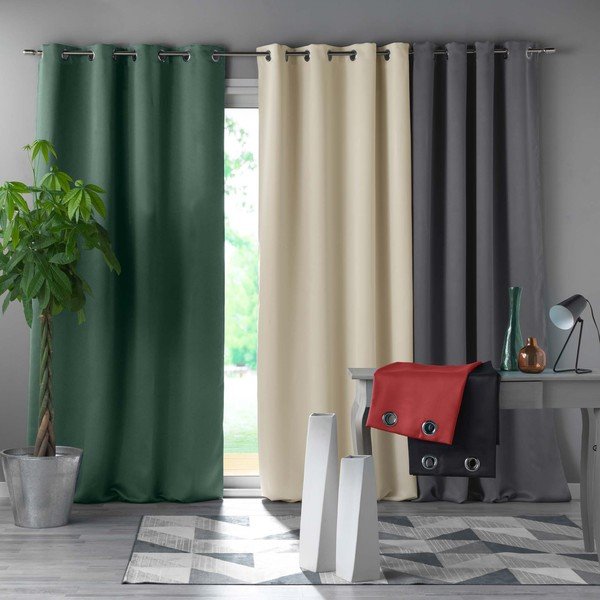 Krēmkrāsas gaismu necaurlaidīgs aizkars 135x240 cm Occult – douceur d'intérieur-image-2