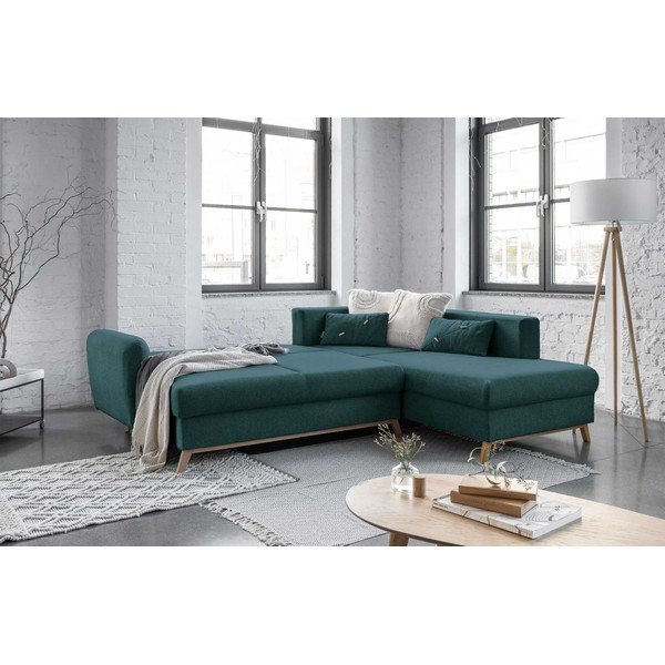 Tirkīza zils izlaižams stūra dīvāns Miuform Scandic Lagom L, labais stūris-image-4