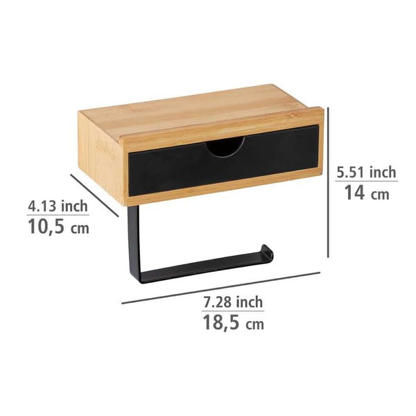 Melns tualetes ruļļa turētājs ar bambusa elementu Wenko-image-4