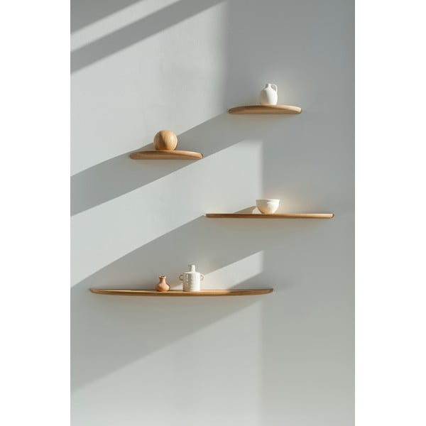 Dabīga toņa ozola masīvkoka sienas plaukts 100 cm Mu – Gazzda-image-3