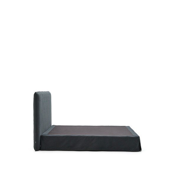 Antracīta pelēka polsterēta divvietīga gulta 180x200 cm Jaira – Kave Home-image-3