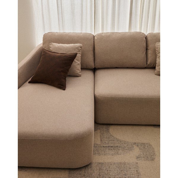 Bēšs salokāms stūra dīvāns no šenila auduma (ar labo stūri/ar zvilni) Laira – Kave Home-image-4