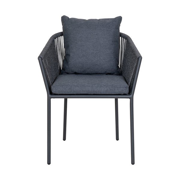 Tumši pelēks metāla/polsterēts dārza krēsls Salerno – House Nordic-image-2