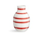 Balti sarkana keramikas vāze ar svītrām Kähler Design Omaggio, augstums 12,5 cm