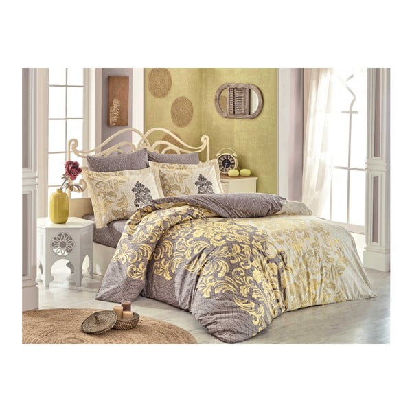 Kokvilnas poplīna gultasveļa ar palagu divguļamai gultai Valmont, 200 x 220 cm