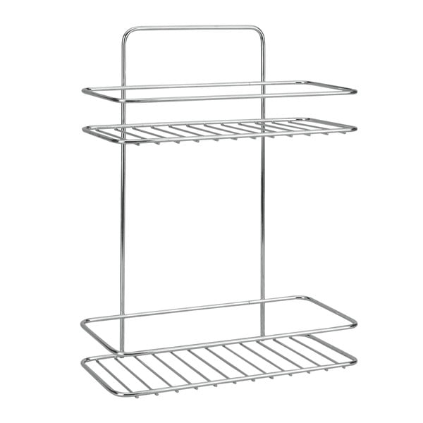 Spīdīgas sudraba krāsas tērauda piekarināms vannas istabas plaukts ar uzstādīšanu bez urbšanas Luxy – Metaltex