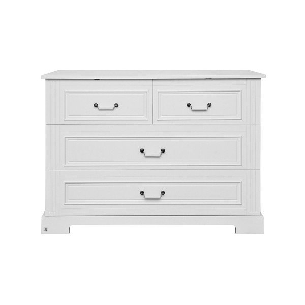 Balta kumode ar 4 atvilktnēm un porcelāna rokturiem BELLAMY Ines-image-1