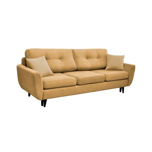 Dzeltens trīsvietīgs izlaižams dīvāns ar melnām kājām Mazzini Sofas Jasmin-image-4