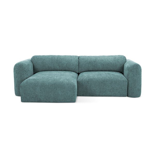 Zils salokāms stūra dīvāns no šenila auduma ar uzglabāšanas vietu (ar kreiso stūri/ar zvilni) Mele – Makamii