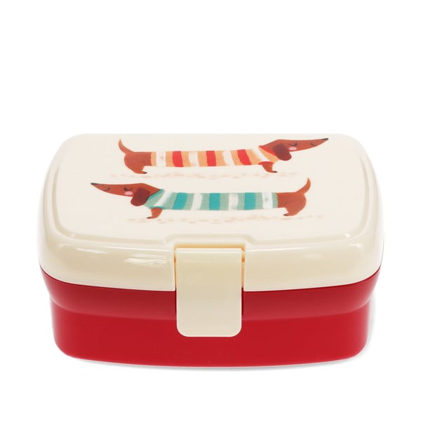 Sarkana/krēmkrāsas bērnu pusdienu kārba Sausage Dog – Rex London