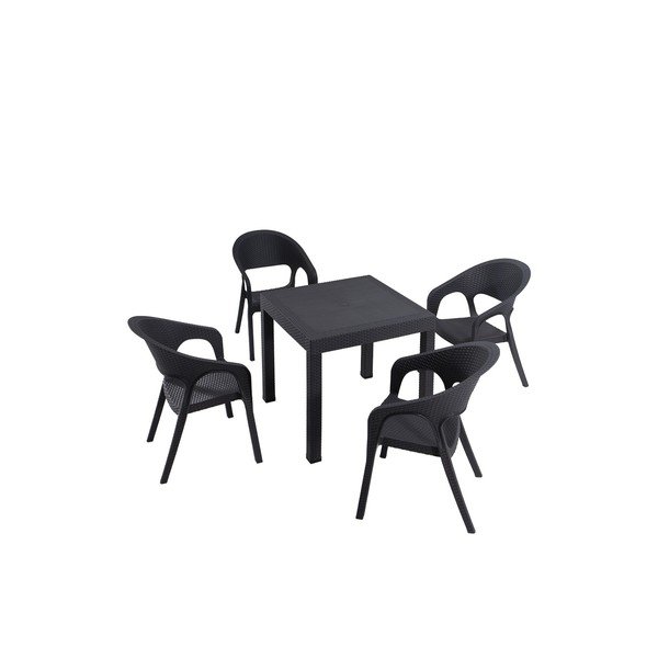 Antracīta pelēks dārza pusdienu komplekts 4 personām Garden – Floriane Garden