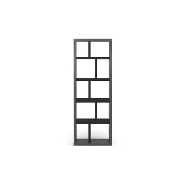 Melns/tumši pelēks grāmatplaukts ar betona imitāciju 70x198 cm Berlin – TemaHome