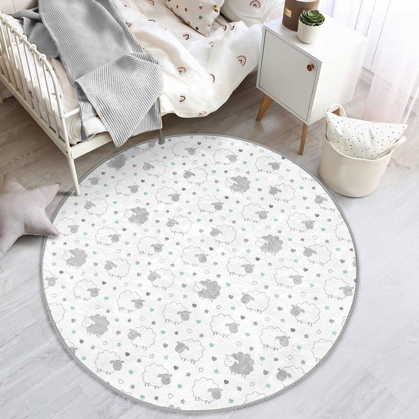 Balts/gaiši pelēks bērnu paklājs ø 80 cm Comfort – Mila Home-image-4