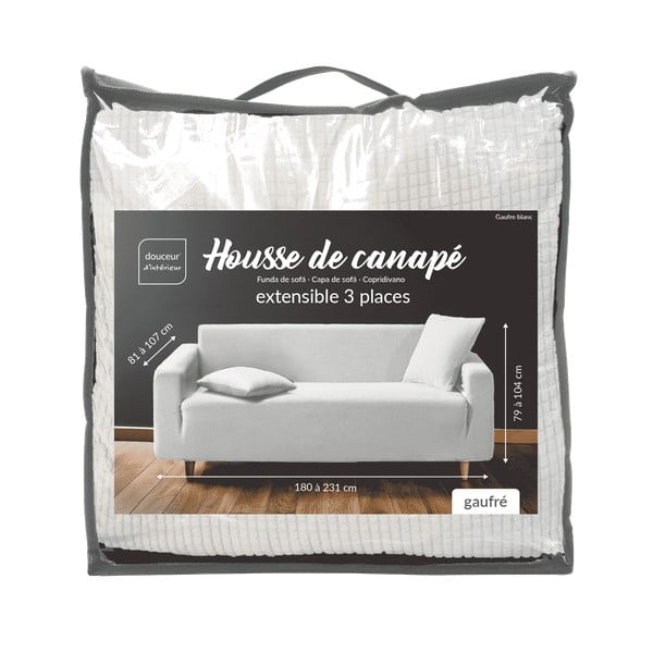 Krēmkrāsas uzvelkams pārvalks dīvānam 3 sēdvietām Sacha – douceur d'intérieur-image-3