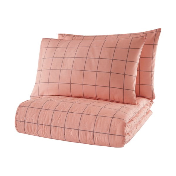 Rozā kokvilnas gultas pārklājs ar 2 spilvendrānām Mijolnir Cheap, 225 x 240 cm
