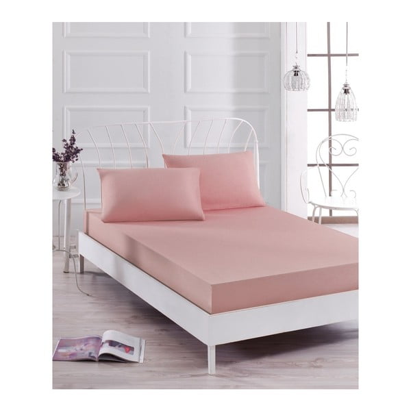 Gaiši rozā palagi un 2 spilvendrānas vienvietīgai gultai Soft Rose, 160 x 200 cm