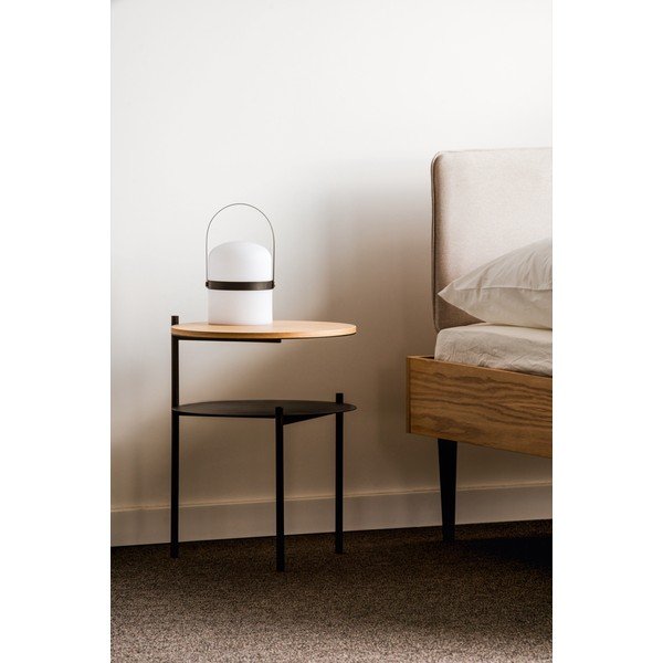 Melns/dabīga toņa naktsskapītis ar ozolkoka imitācijas galda virsmu Tu – noo.ma-image-2