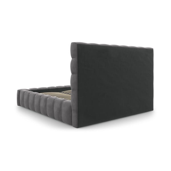 Pelēka polsterēta divvietīga gulta ar veļas kasti un režģi 200x200 cm Bali – Cosmopolitan Design-image-4