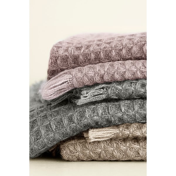 Pelēks pleds ar vafeļu rakstu Blomus, 130 x 180 cm-image-1