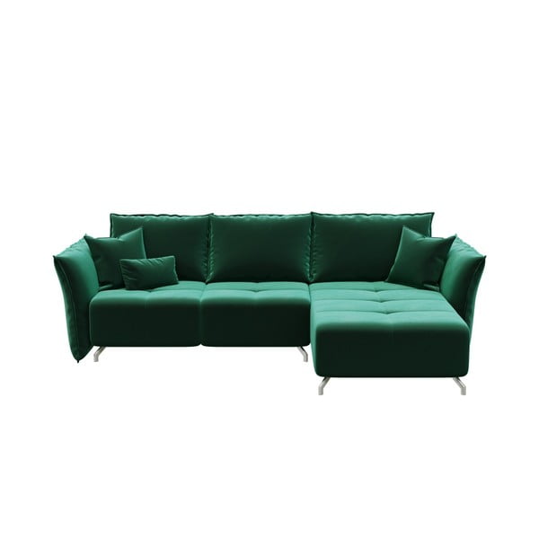 Tumši zaļš samta stūra izlaižams dīvāns Devichy Hermes, labais stūris