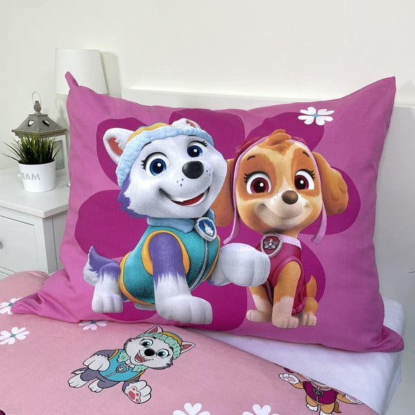 Rozā vienguļamā kokvilnas bērnu gultas veļa 140x200 cm Paw Patrol "Heroic" – Jerry Fabrics-image-3