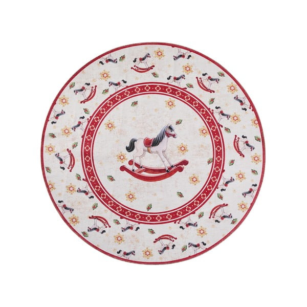 Sarkans apaļš paklājs ar Ziemassvētku motīvu ø 160 cm Toy's Delight Rocking Horse – Villeroy&Boch