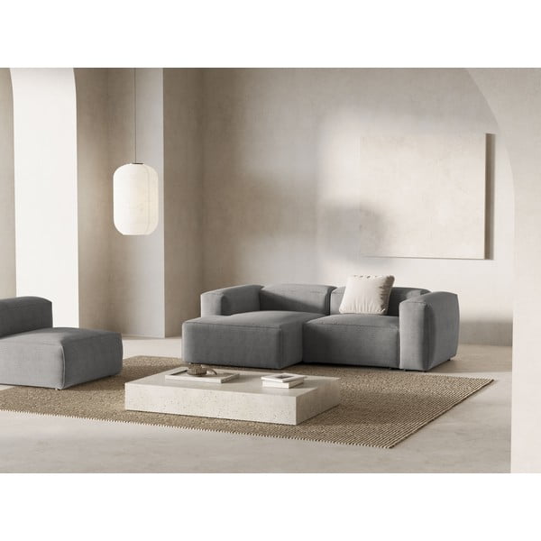 Gaiši pelēks velveta stūra dīvāns (ar kreiso stūri/ar zvilni) Bergamo – Cosmopolitan Design-image-1