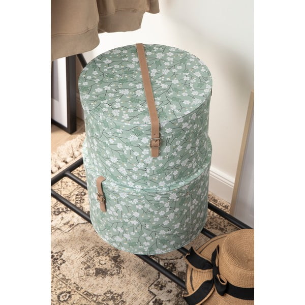 Gaiši zaļas kartona uzglabāšanas kastes (2 gab.) ar vāku ø 37,5x25,5 cm Rut Paper Laminate – Bigso-image-1