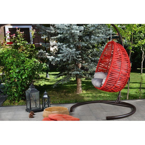 Sarkans/pelēks dārza piekaramais krēsls Findik – Floriane Garden-image-2