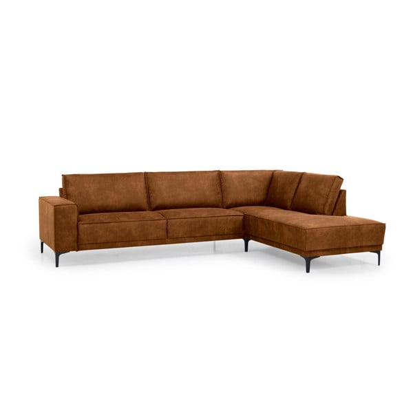 Konjakbrūns stūra dīvāns no ādas imitācijas (ar labo stūri) Copenhagen – Scandic-image-2