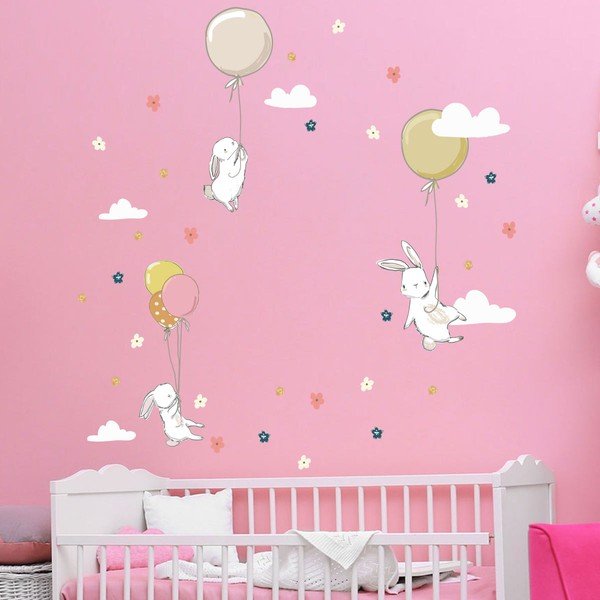 Bērnu sienas uzlīmes Ambiance Flower Rabbits-image-1