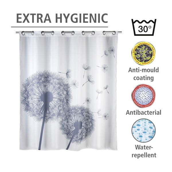 Balts dušas aizkars ar pretpelējuma apdari Wenko Dandelions, 180 x 200 cm-image-4