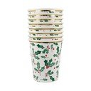 Papīra vienreizlietojamās glāzītes (8 gab.) Holly Pattern – Meri Meri