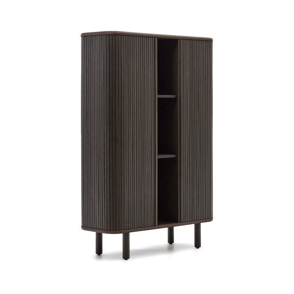 Tumši brūns skapītis ar oškoka imitāciju ar bīdāmām durvīm 110x140 cm Mailen – Kave Home-image-3