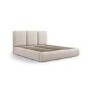 Bēša polsterēta divvietīga gulta ar veļas kasti un redelēm 180x200 cm Brody – Mazzini Beds